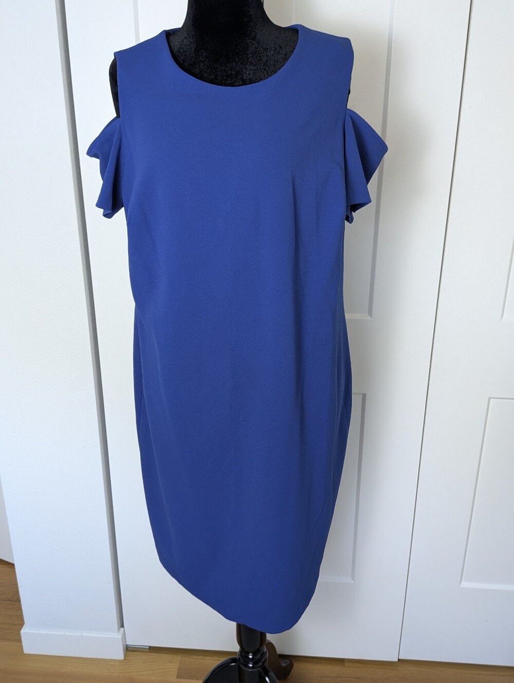 Tommy Hilfiger Womens Solid Royal Blue Cold Shoulder Sheath Mini Dress Sz 16 W